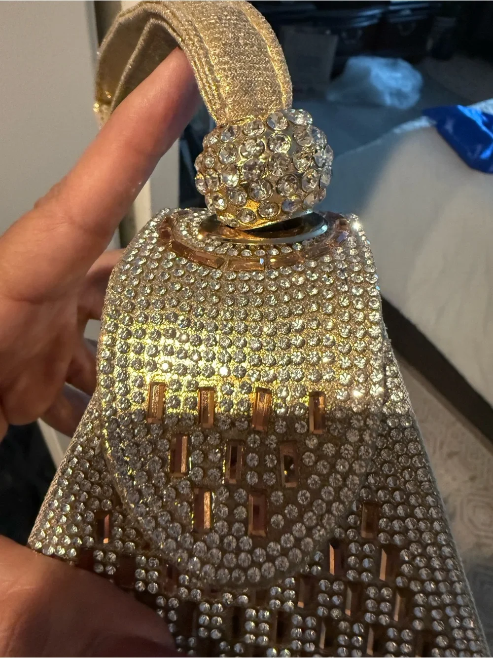 Crystal Embellished Gold Evening Bag